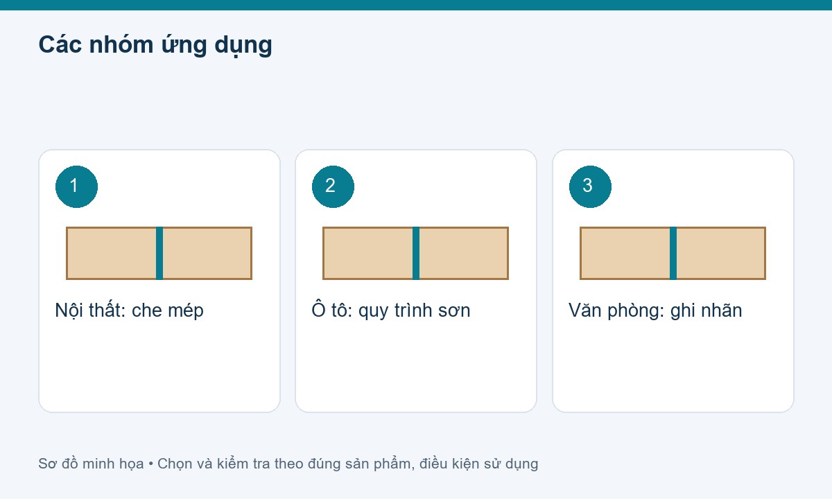 Các nhóm ứng dụng cho băng keo giấy