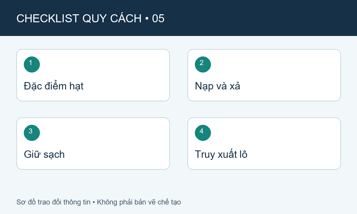 Checklist lựa chọn Bao jumbo cổ nạp đáy xả – FIBC cấp và tháo nguyên liệu