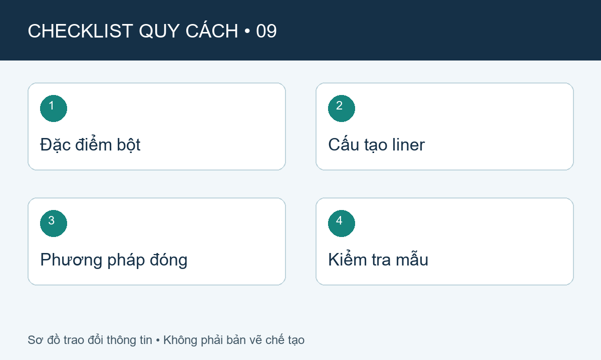 Checklist lựa chọn quy cách Túi lót bao jumbo có cổ nạp, cổ xả – Liner theo thiết bị